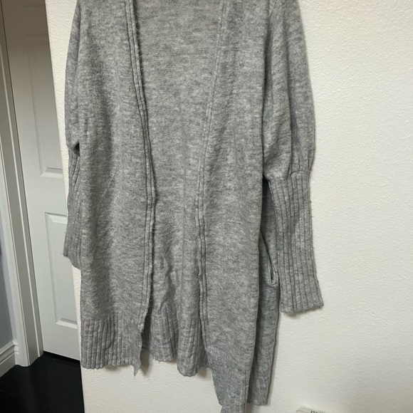 Topshop dolman sleeve open sweater duster with pockets size 6 light grey - Picture 2 of 4
